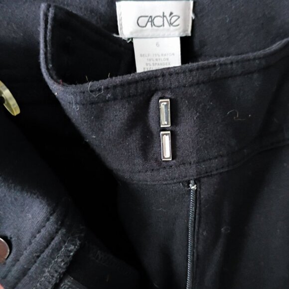 Cache Black Ponte Skinny Stretch Pants - Side & Ankle Zipper Size 6 - Picture 6 of 9
